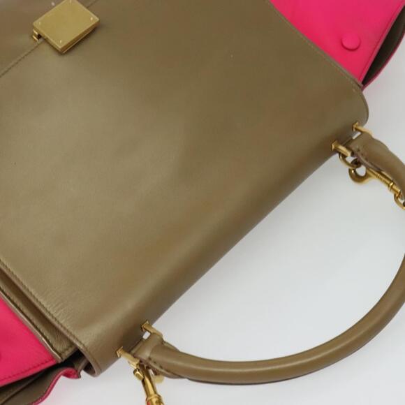 CELINE Trapeze Hand Bag Leather Beige Gold - Picture 6 of 13
